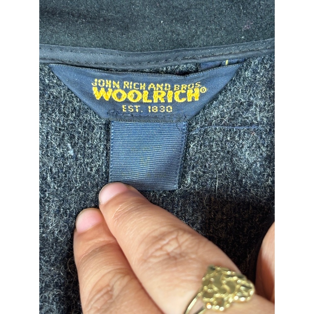 Woolrich Mens Gray Herringbone Zip Up‎ Fleece Jacket Est 1830 Size M - Picture 2 of 6